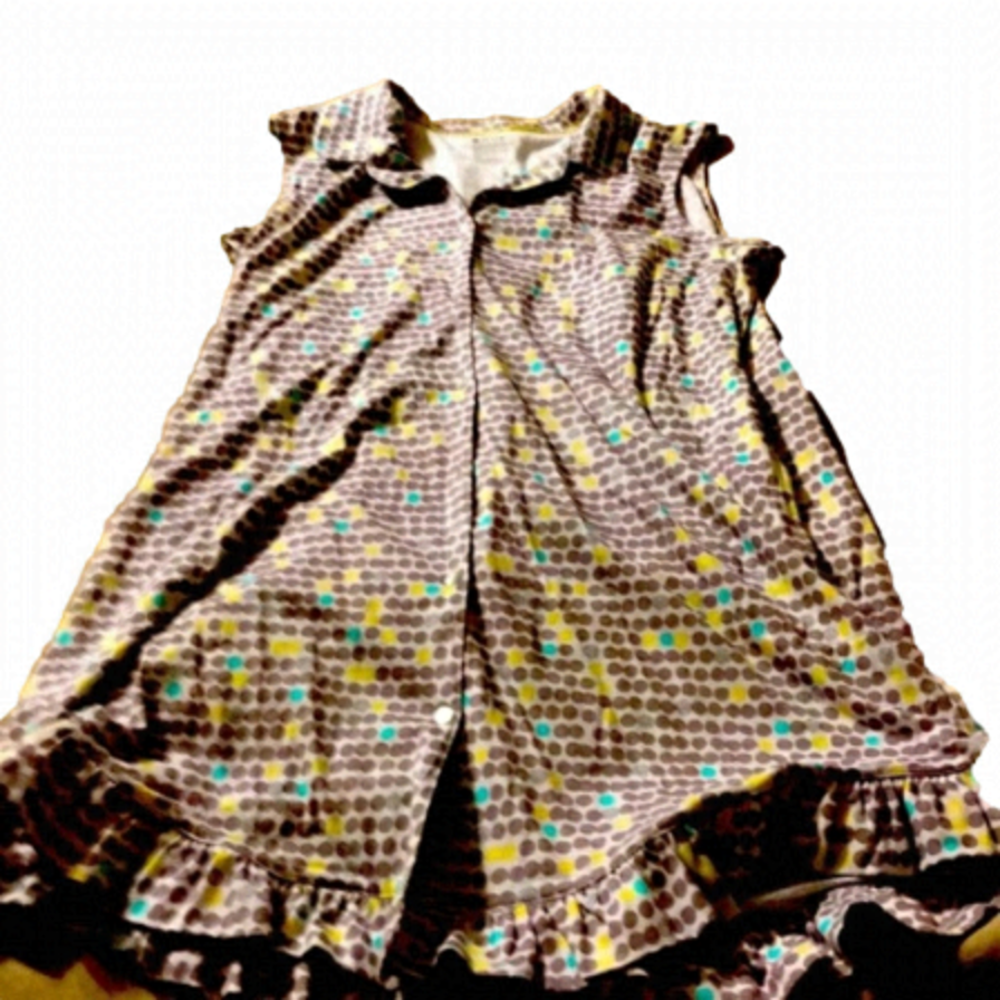 NWOT. HUE Polka Dot Sleeveless Collared Sleep Shirt